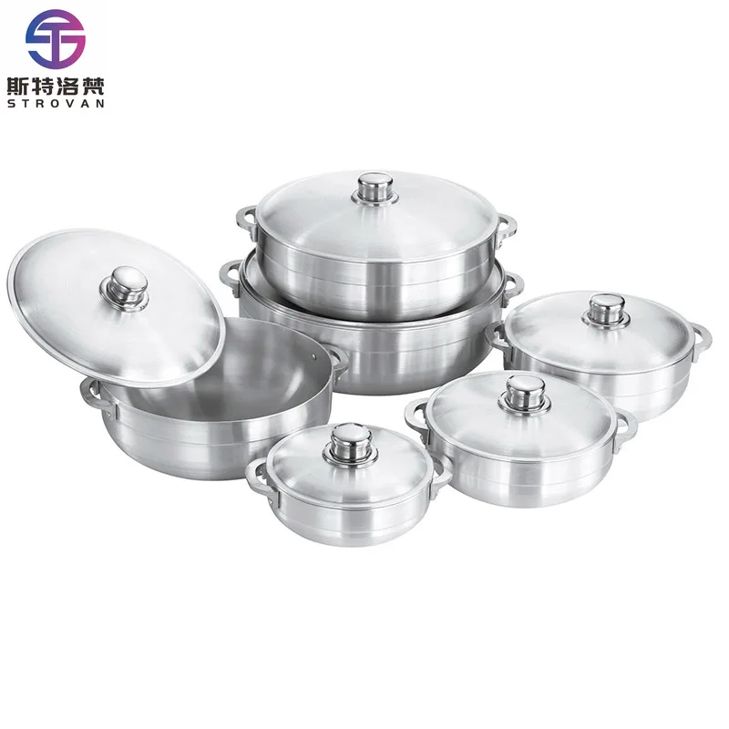 

Classic Non-Stick Aluminum Cookware Set Sanding Kitchen Soup Pot with Lid and Stock Pot for Cooking