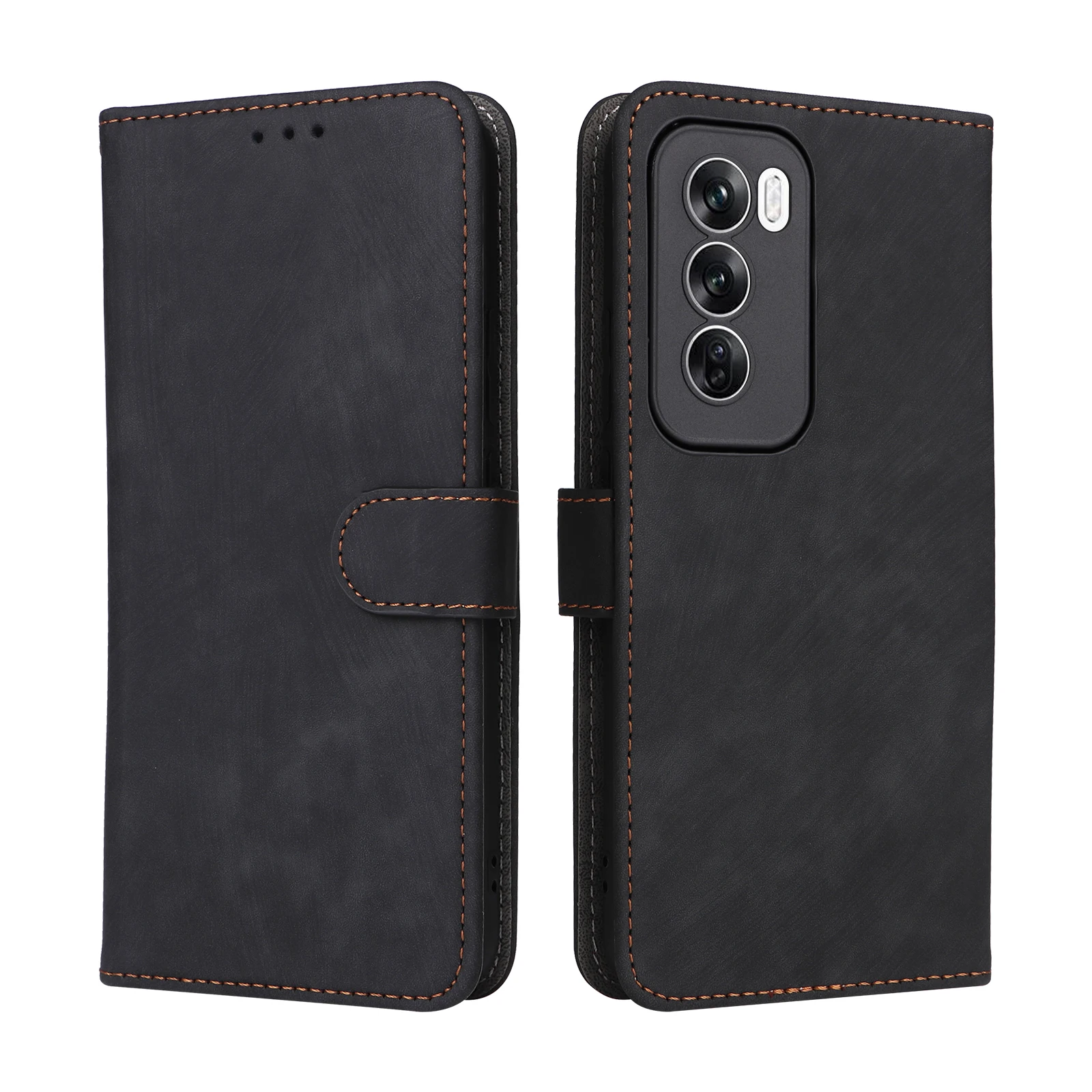 Flip Leather Cover For Oppo Reno12 11 10 Pro Reno8 T Magnetic Button RFID Protection Anti Theft Card Slot Wallet shockproof Case