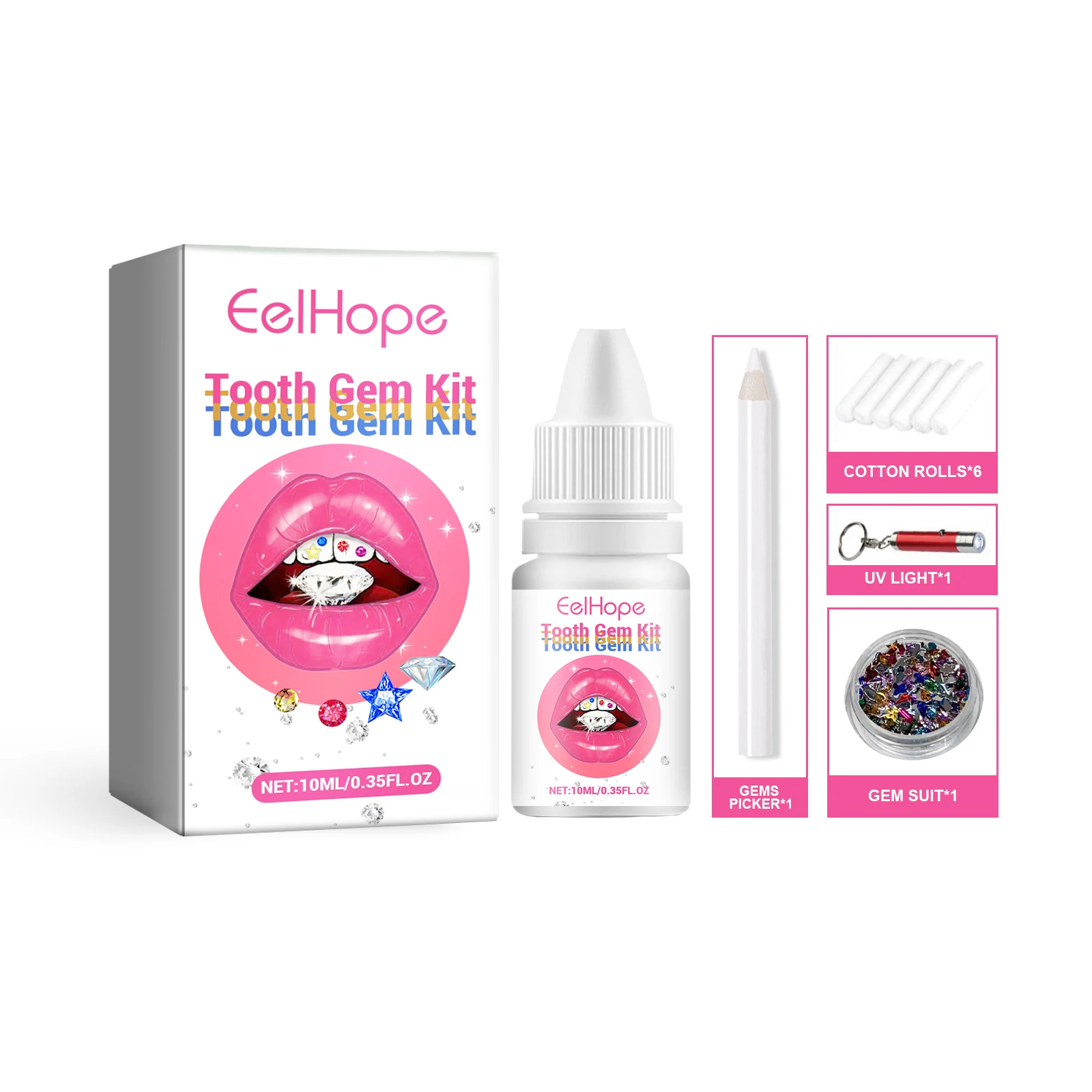 DIY Tooth Gems Kit With Glue And Uv Light Diamond Crystal Jewelry Teeth Decoration Fashion Tooth Jewelry Set Dental Ornaments