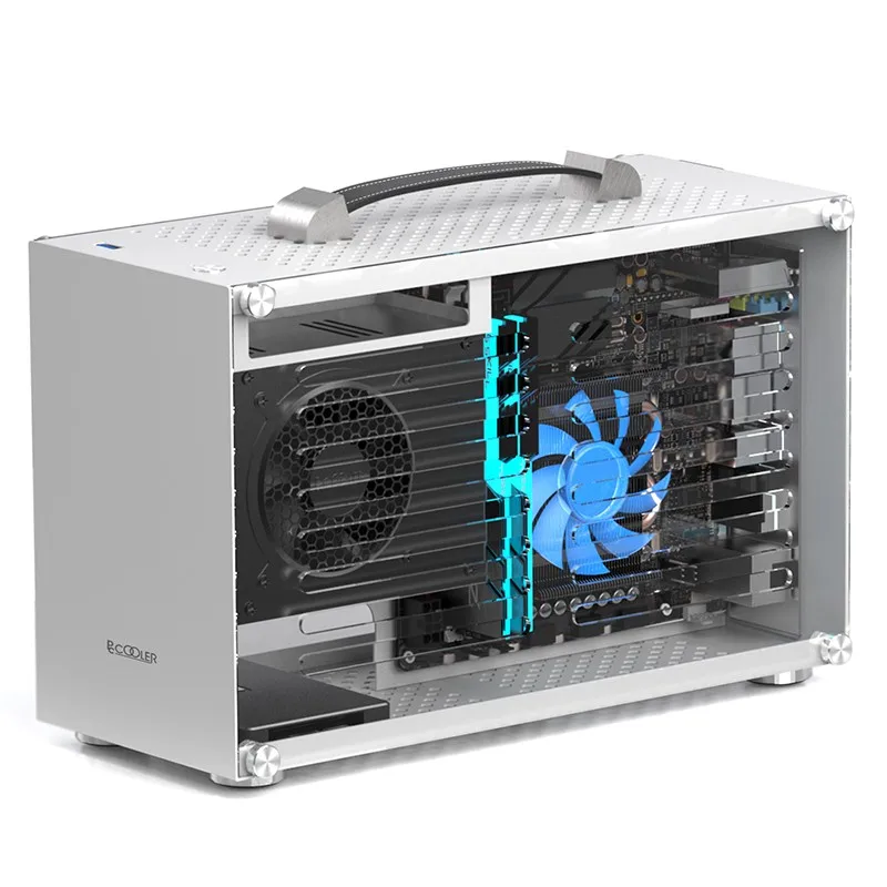 Imagem -05 - Pcooler-mini Case Itx Pequeno Mala de Alumínio Computador Desktop Chassis Vazio Htpc Chassis Vazio Versão Tipo-c I100 Pro