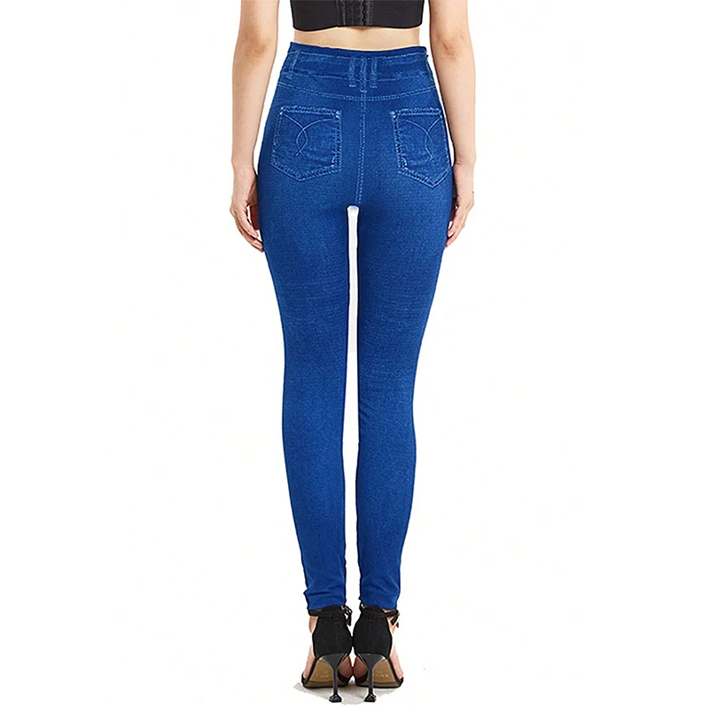 PD394 Flat WOMEN\'S Sexy Seamless Leggings with High Waist and Warm Imitation Denim High Elasticity Denim Tight Pants