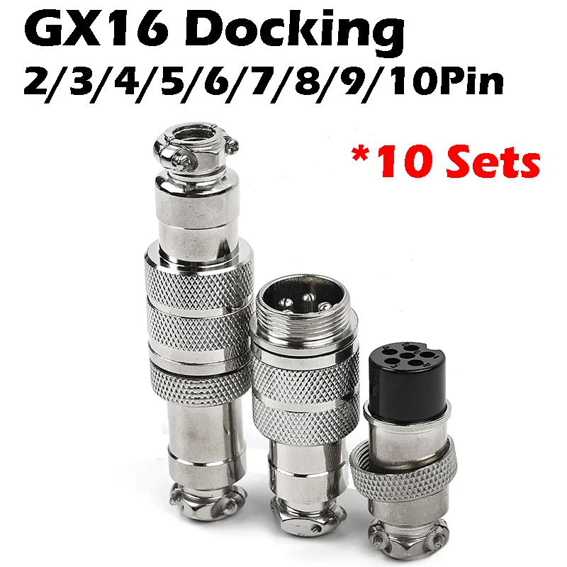 

10 Sets GX16 2/3/4/5/6/7/8/9/10 Pins Aviation Plug Aviator Socket Butt Joint Male&Female Docking Connectors