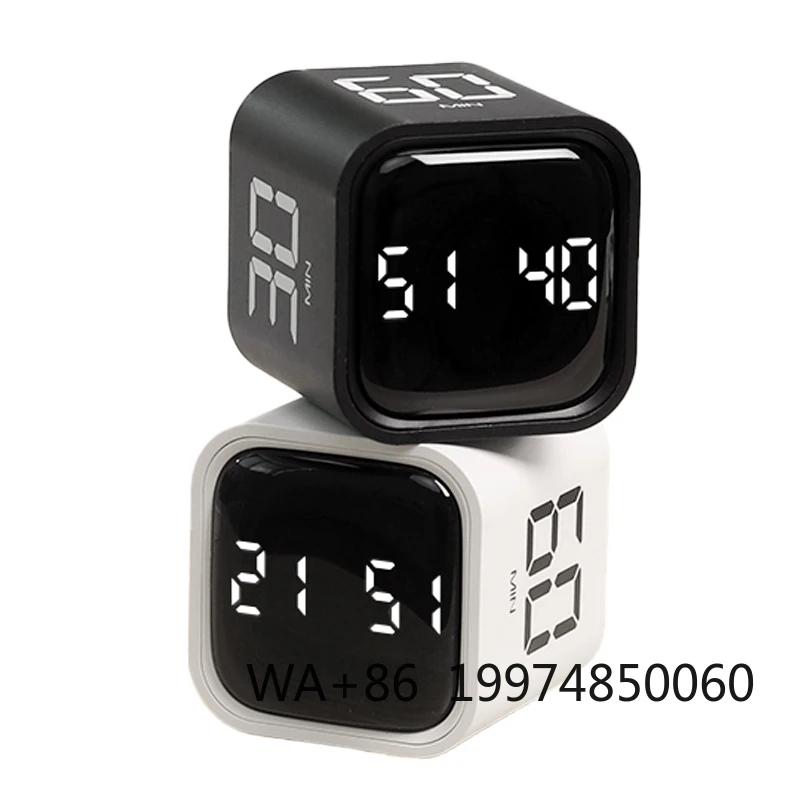 

Gravity Sensor LED Display Mini Digital Timer 4 Preset Time Dual Modes Countdown Cooking Study Productivity Cube Timer Plastic