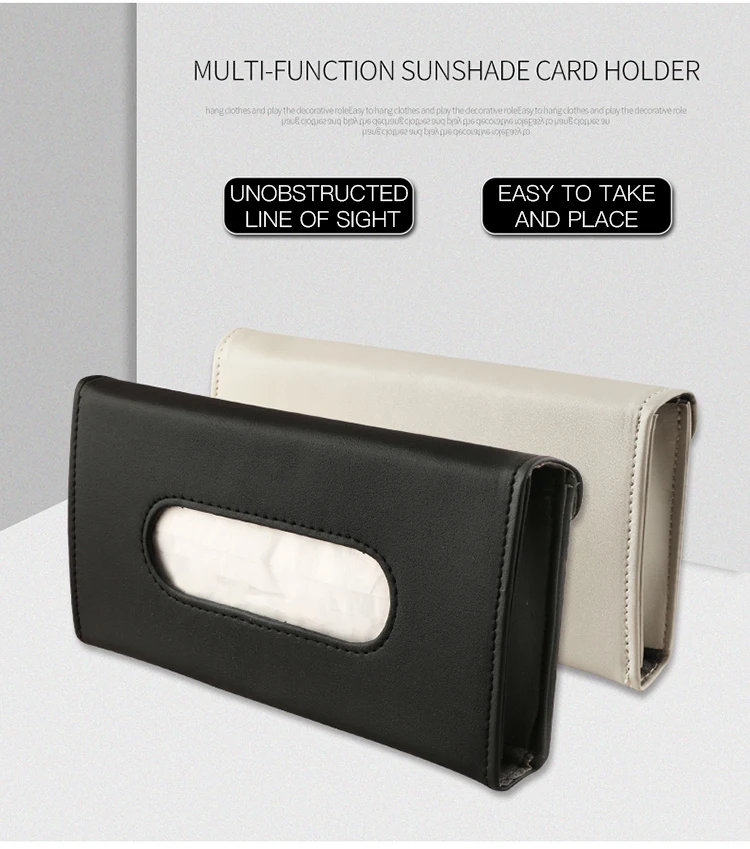 

Soft Leather Car Sun Visor Tissue Box with Pack of Tissues Included Hanging Block Type Interior Accessory for Automobiles