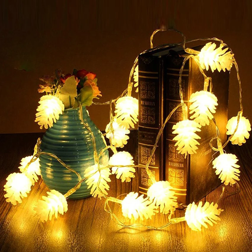 10leds 20leds 30leds 40leds Pinecone LED String Lights Ramadan Christmas Holiday Party Wedding Pop Year Decoration Garlands