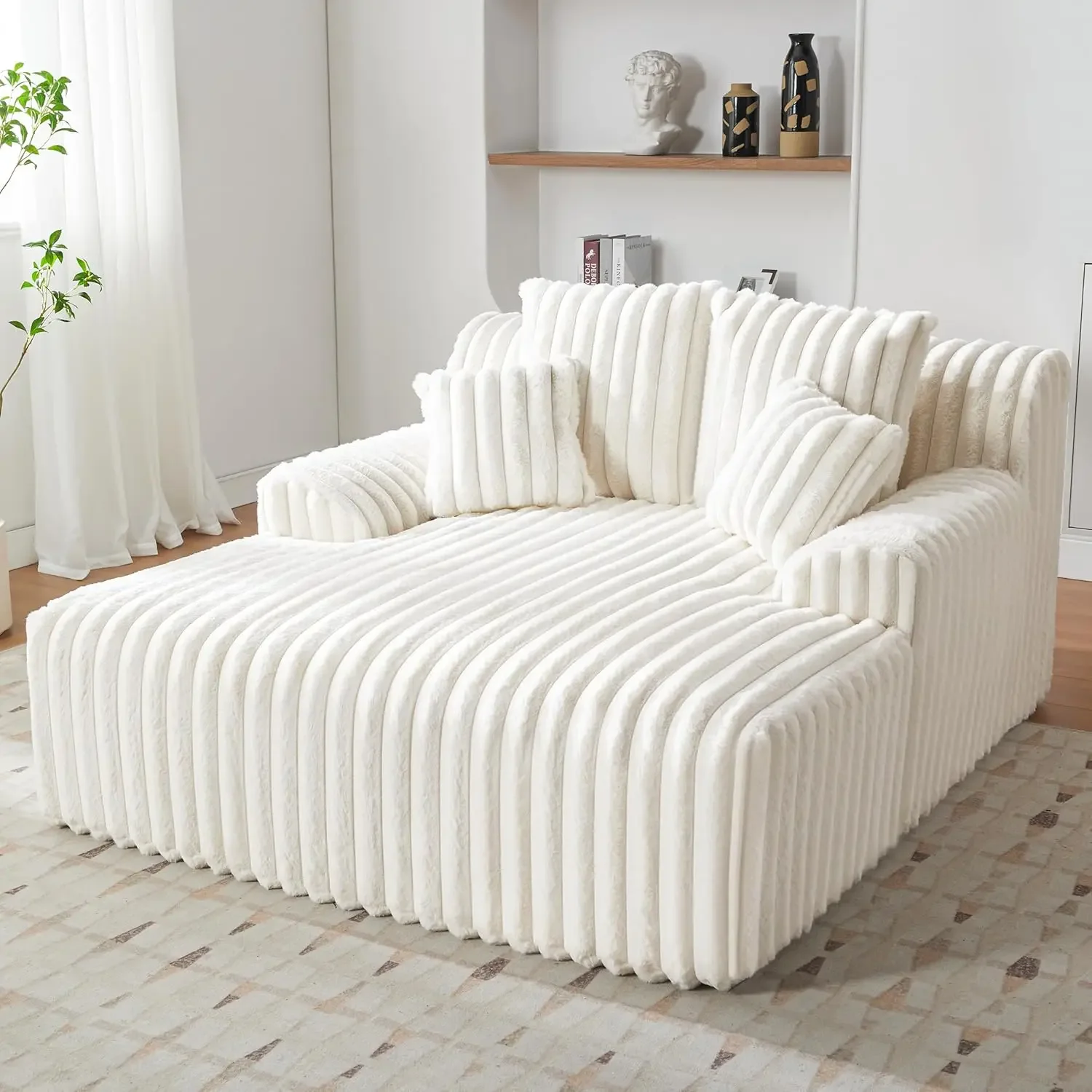 [مخزون محدود، اشتر الآن! ] كرسي صالة كبير الحجم مقاس 53.5 بوصة عرض داخلي، كرسي أريكة بدون عظم مع 4 وسائد، كراسي قراءة مريحة