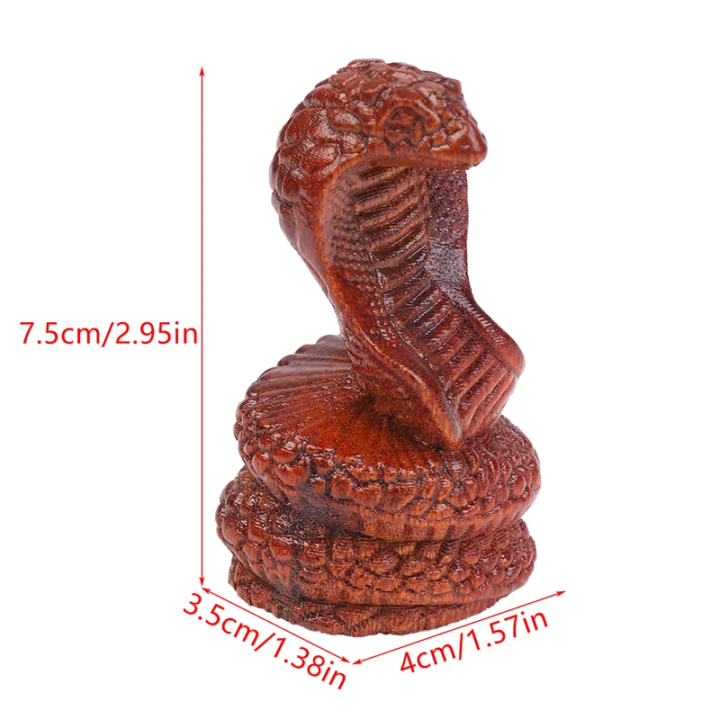 Minture Wooden Snake Statue Chinese Zodiac Feng Shui Figurines Snake Sculpture Luck Success Wealth Desktop Decoration