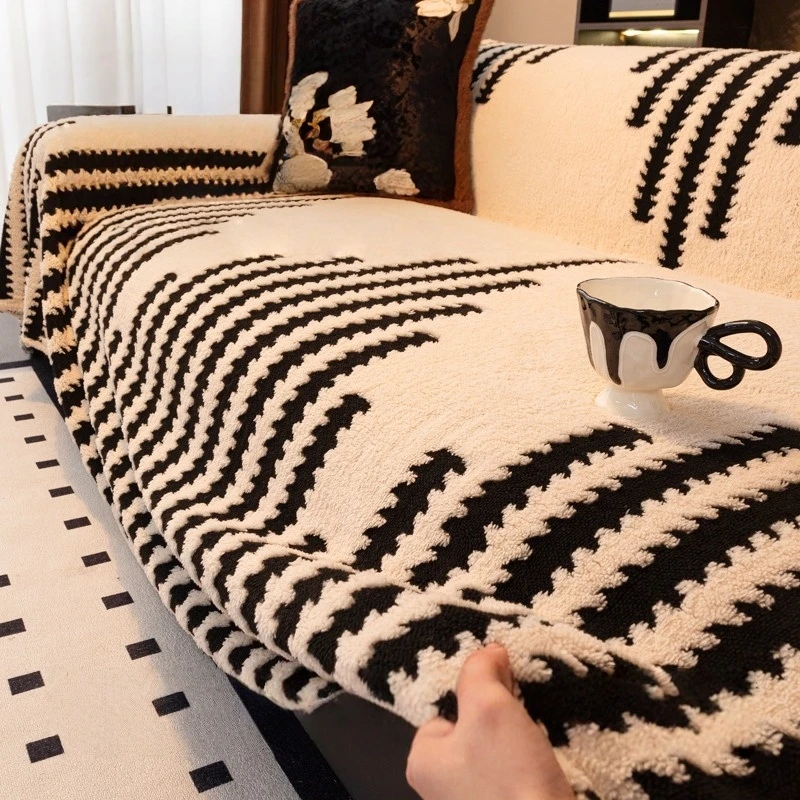 1PC Graduading Arrows Jacquard Fleece Warm Sofa Towel Thicken Leisure Blanket for Living Room Bedding Room Couch Decor