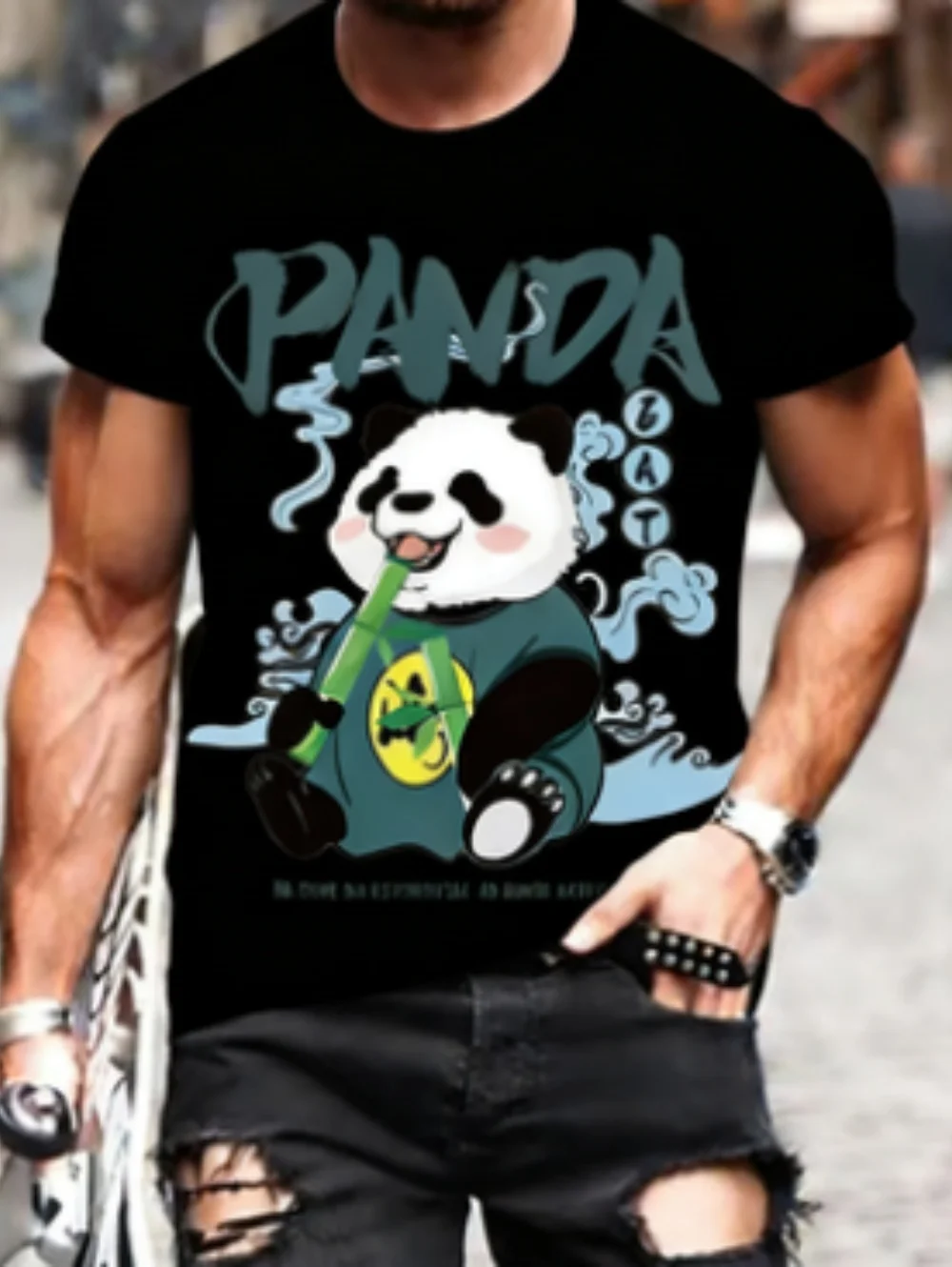

Мужская футболка с рисунком панды с 3D принтом, забавные удобные футболки, летние повседневные топы с круглым вырезом, мужские футболки с короткими рукавами