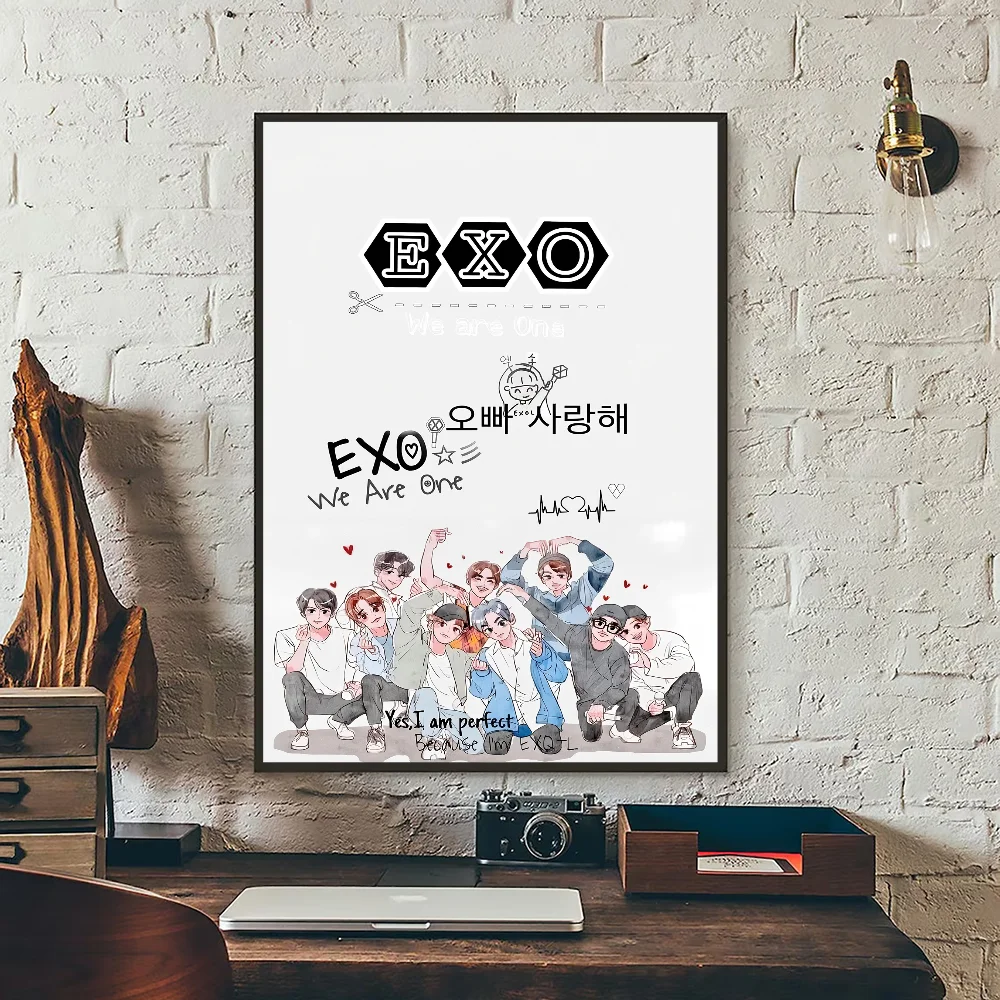 ملصقات EXO Anime ملصق ورق أبيض لاصق يمكنك صنعه بنفسك لديكور غرفة البار والمقهى Kawaii