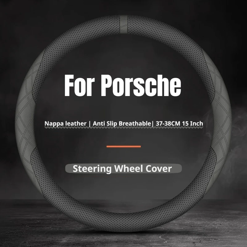 2026 Two‑Tone Color Car Steering Wheel Cover Ultra Thin For Porsche Macan Cayenne Panamera 911 Cayman Taycan 718 Car Accessories