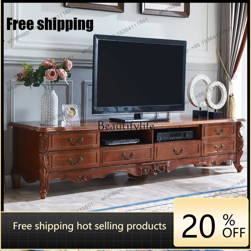 Factory Direct  American marble TV cabinet coffee table combination living room European all solid wood TV cabinet