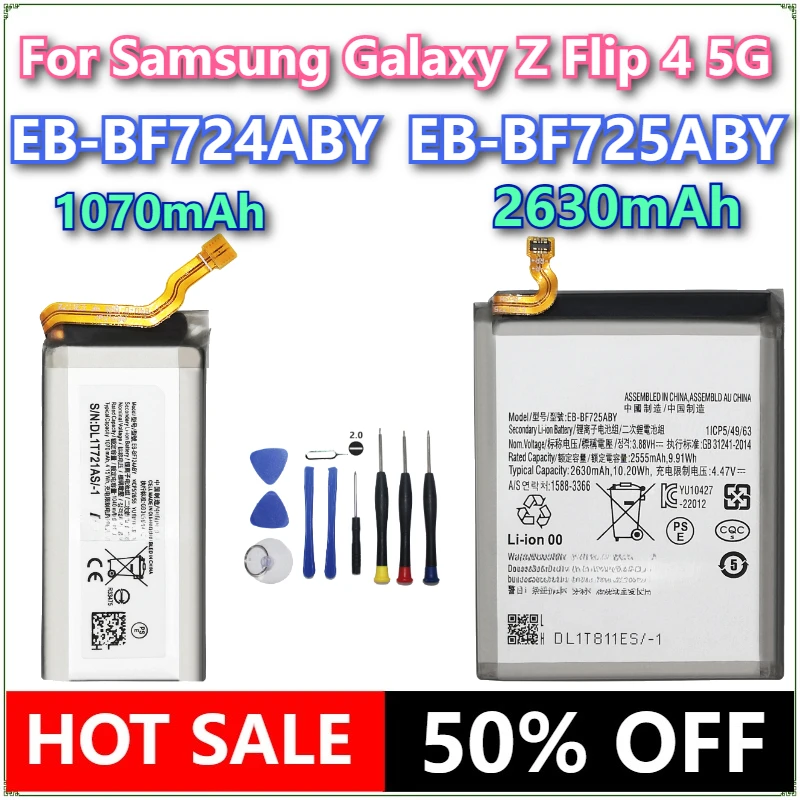 

Brand New EB-BF724ABY EB-BF725ABY Phone Battery For Samsung Galaxy Z Flip 4 5G F723 F724 SM-F7210 Replacement Batteries+Tools
