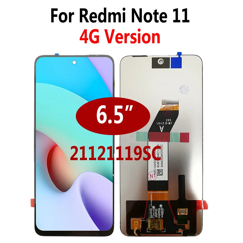 LCD met frame voor Xiaomi Redmi Note 11 Global 2201117TG 2201117TI 2201117TY 2201117TL / Redmi Note 11 4G 21121119SC / Redmi Note 11 5G 21091116AC wereldwijd scherm Touch Digitizer