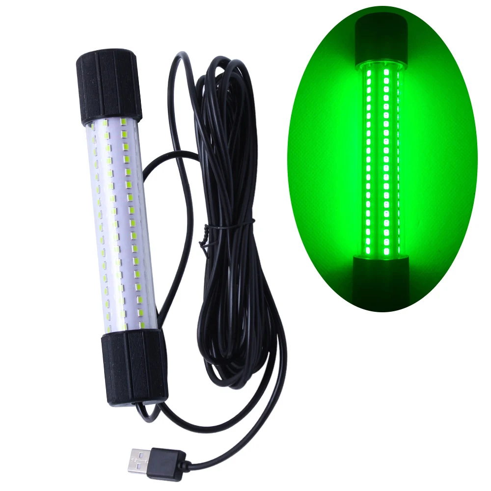 Luz de pesca led usb de 6.69 polegadas, lâmpada submersível subaquática com cabo de 5m, sonda de pesca com isca à prova d'água, equipamento de pesca em água salgada
