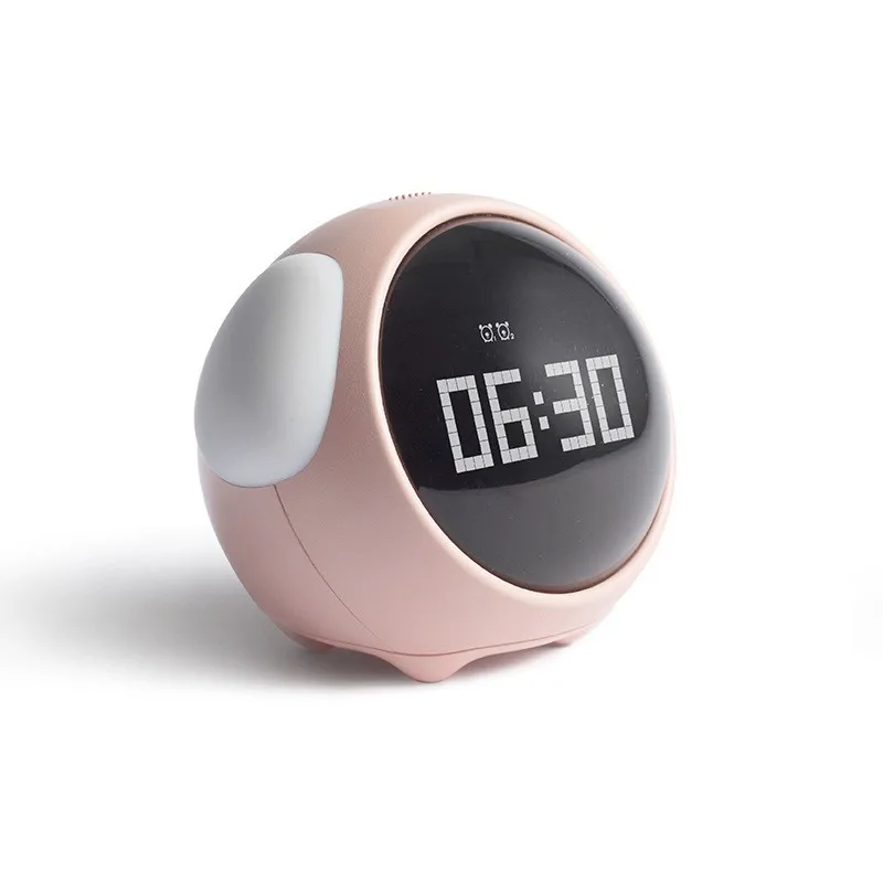 Cute Expression Pixel Alarm Clock Multi Function Digital Led Voice Controlled Light Bedside Thermometer Clock Home