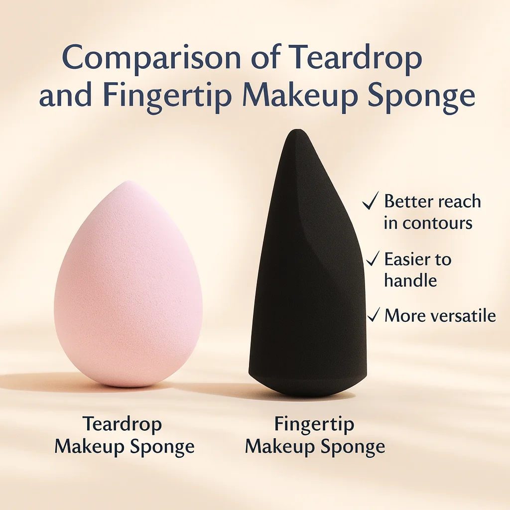 Gąbeczki do makijażu na opuszki palców, gąbki kosmetyczne do podkładu, kremu kryjącego, zestaw gąbek do makijażu, blender do makijażu, akcesoria kosmetyczne.