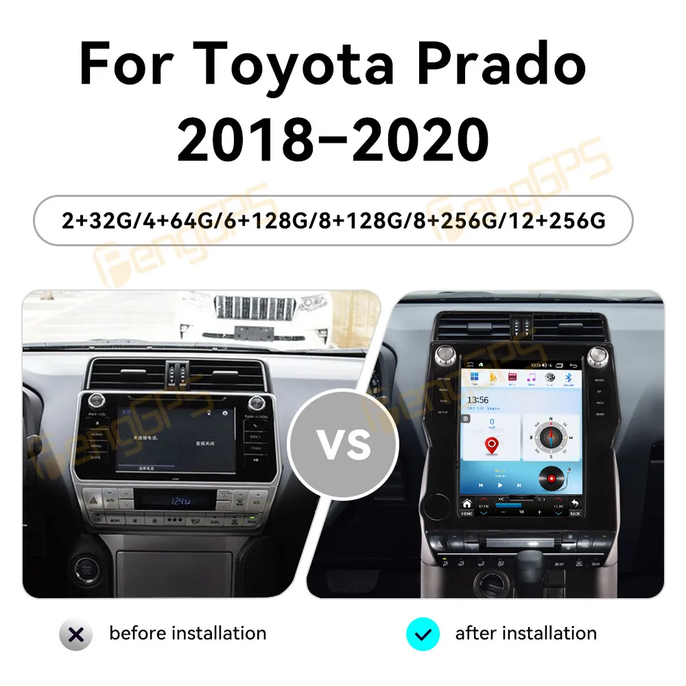 For Toyota Land Cruiser Prado 150 2018 - 2022 Android Car Radio Wireless Carplay Stereo Receiver Autoradio Multimedia Player GPS