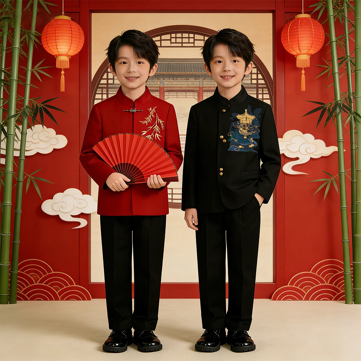 Chinese Traditional Clothes Boys Suit for Kids New Year Outfit Easter Church Wedding Halloween Birthday Party Gift Perform Set