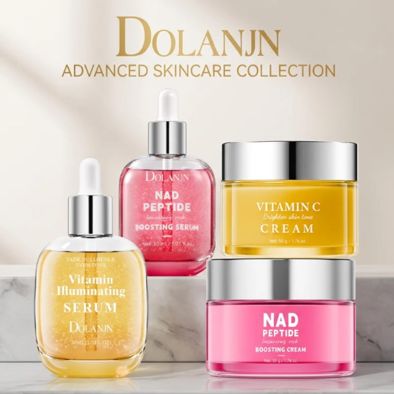 NAD Peptide Boosting Skincare Set Vitamin C Niacinamide Brightening Cream Radiant Moisturizing Serum Smooth Reduce Finelines