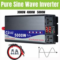 3000/4000/5000W Inverter DC 12V 24V 48V To AC 220V Voltage Convertor Transformer Solar Double Digital Display Power Inverter