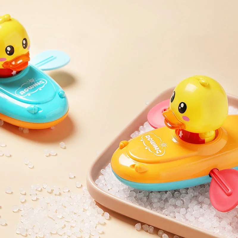 Jouets d'eau de bain pour enfants, bateau à rames, natation flottante, canard de dessin animé, éducation précoce pour bébé, cadeaux HOBeach