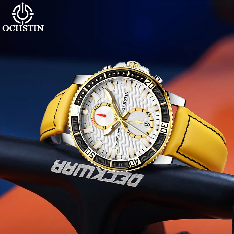 OCHSTIN Originale Urban Elegant Quartz Watch Man, прочное минеральное стекло, удобный широкий ремешок из натуральной кожи, часы