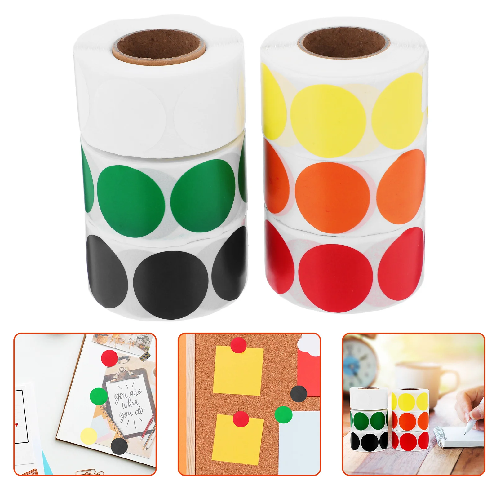 6 لفات من ملصقات النقاط الملونة، علامات ملصقات دائرية ذاتية اللصق لتنظيم تخزين التصنيف، ملصقات لاصقة ترميز الألوان #2