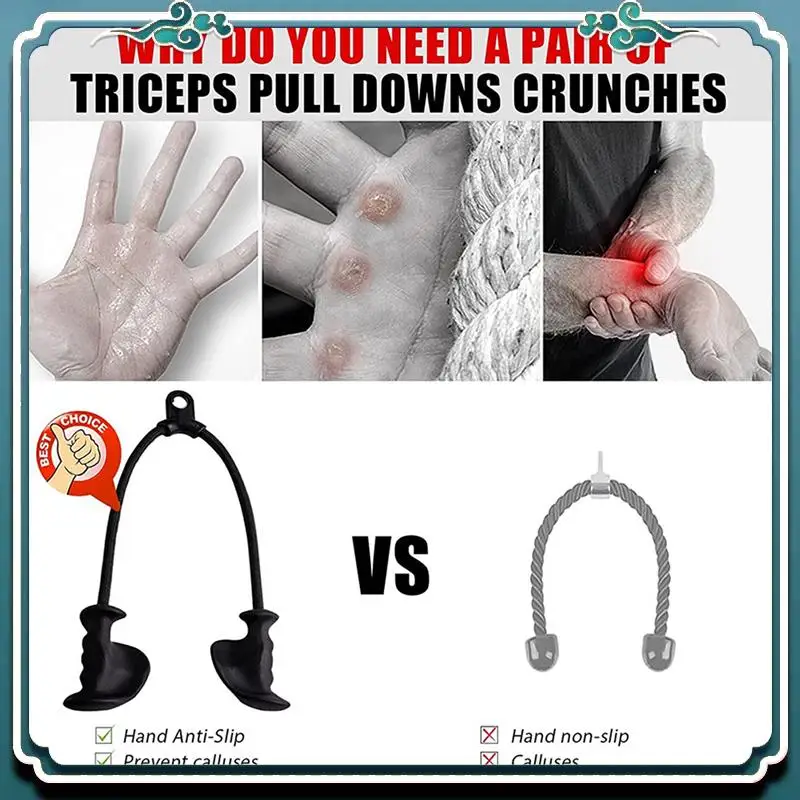 Reliable 3X Ergonomic Triceps Rope Pull Down With Anti-Slippery Natural Rubber Grip For More Muscle Fibers-Gym Rope