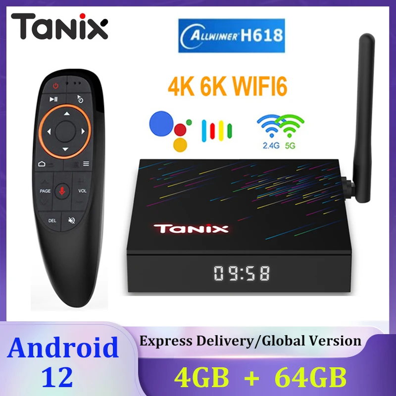 TANIX TX68 مربع التلفزيون الذكية أندرويد 12 4G 32G 64G Allwinner H618 2.4G & 5G Wifi6 6k 4k مشغل الوسائط تعيين أفضل صندوق PK T95Z زائد X98H برو