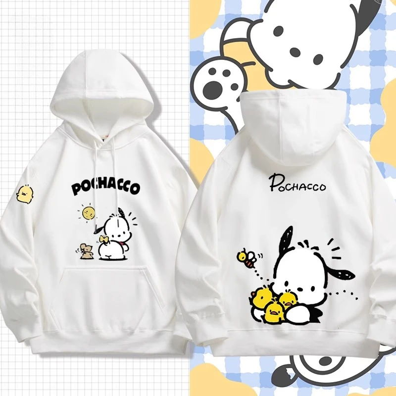 Leuke en schattige Sanrio Pochacco bedrukte paar trui met capuchon tiener hoodie 2025, nieuwe herfst/winter sport top losse veelzijdige jas