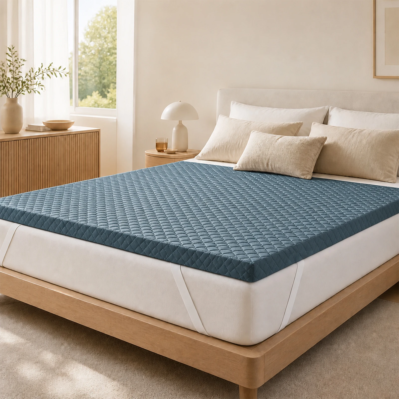 Surmatelas 6 cm INRE, Mousse à haute résilience, Confort Respirant, Design Antidérapant,Sommeil Réparateur