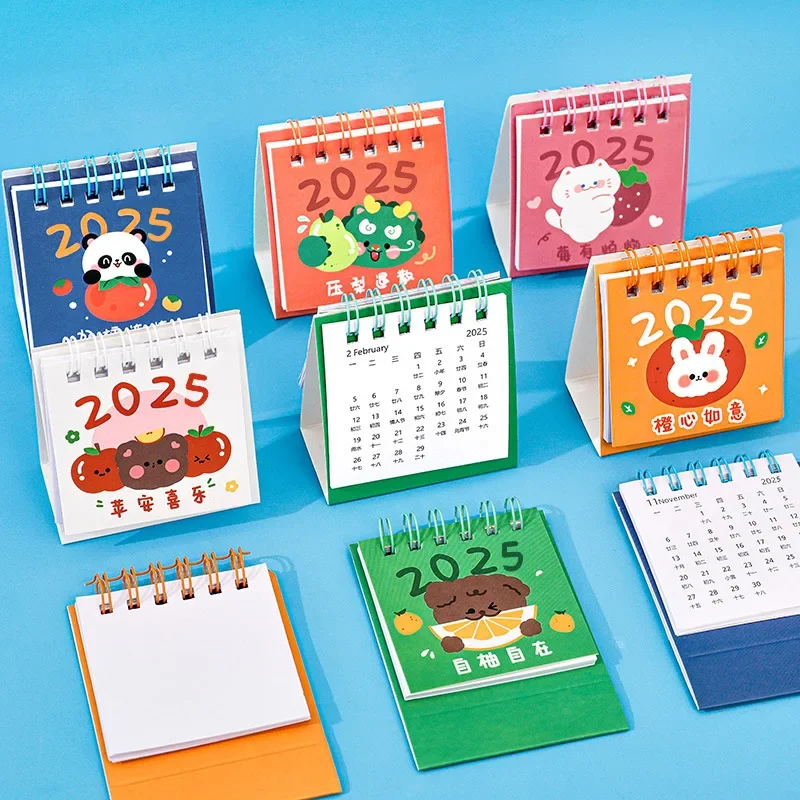 Desk Calendar 2024.7-2025.12 Kawaii Mini Calendar Books Cartoon Standing Flip Calendar To Do List Daily Monthly Yearly Planner