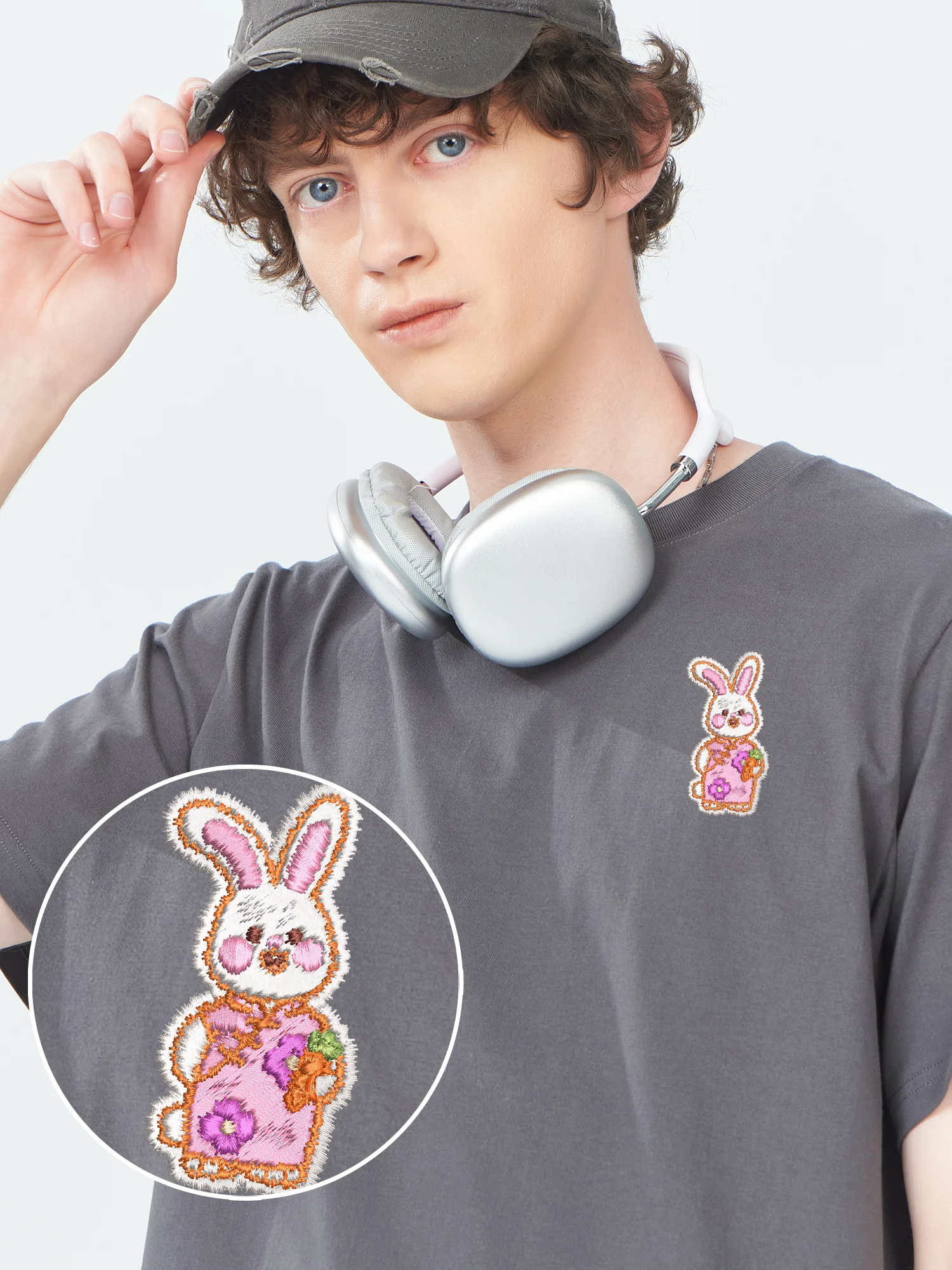 

Pretty Rabbit In Cheongsam Embroidered T Shirts Unisex Design Casual Breathable Embroidery Tshirts Funky Clothes​