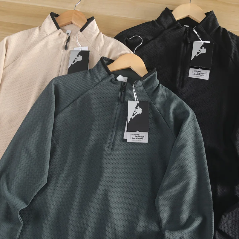 الرجال ربيع الخريف طويلة Sve قلنسوة بسحاب كوي الجافة تنفس في الهواء الطلق Faion تي شيرت الوقوف صالح الحضرية Sle لون نقي #2