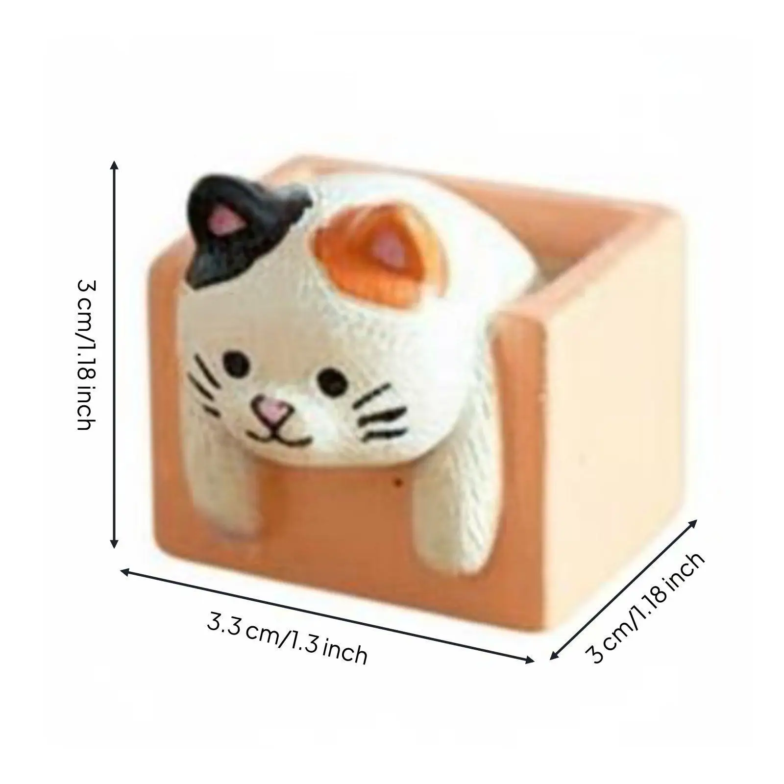Resin Cat Figurine Tiny Cartoon Cat Ornament Figurine for Decoration for Display Case and Shelf