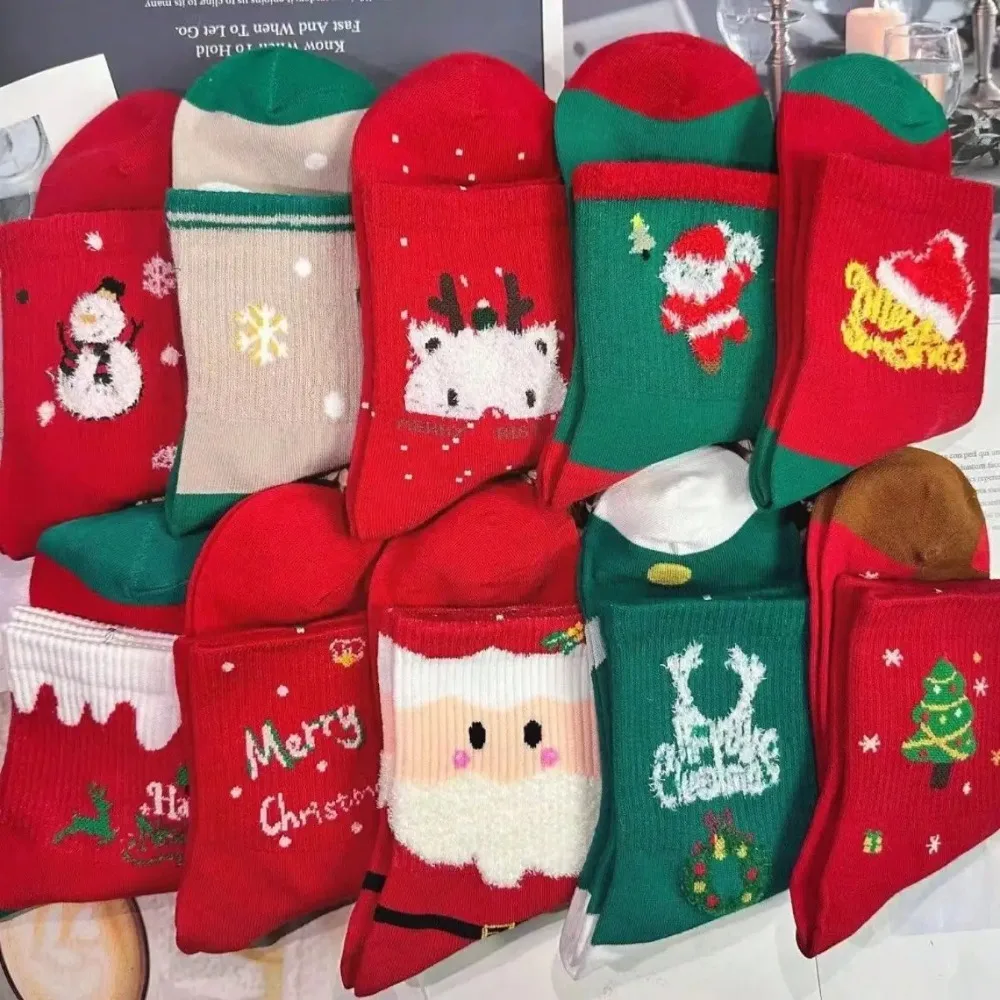 

5 Pairs Cartoon Christmas Socks Ornaments Merry Christmas Home Decorations Xmas Gifts Happy New Year Supplies