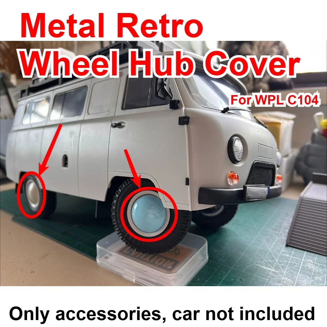 1/12 RC Van Vehicle Metal Retro Wheel Hub Cover Custom Model Number For WPL C104 Decorative Styling Decor Upgrade Accessories