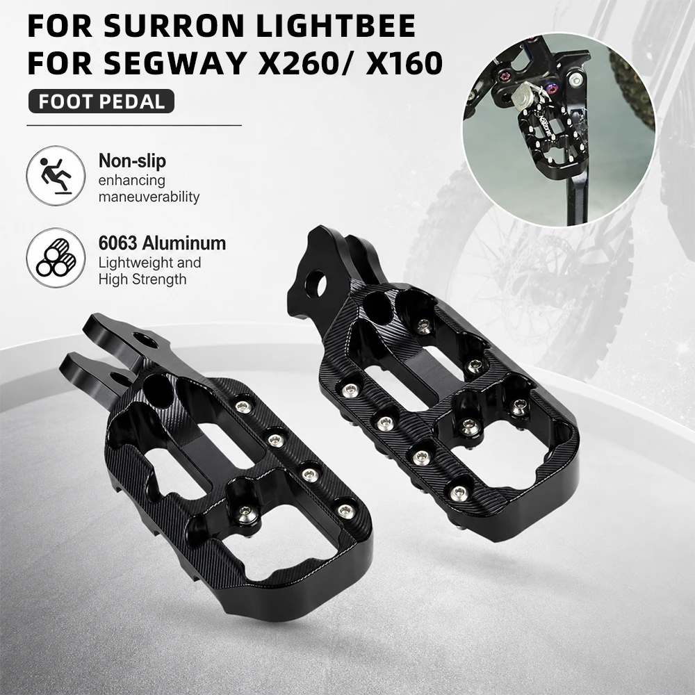Accesorios para Motocicleta, Reposapiés para Surron Lightbee Segway X260 X160, Reposapiés de Aluminio, Pedales para Motocross, Piezas Duraderas para Bicicleta Eléctrica