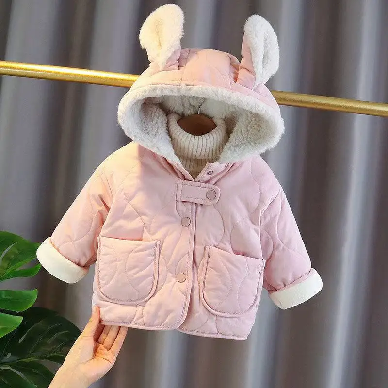 

1-5Year Girls Winter Cotton Jacket Female Baby Padded Baby Jacket Autumn Winter Foreign Children Winter Cotton Clothing 80-120CM