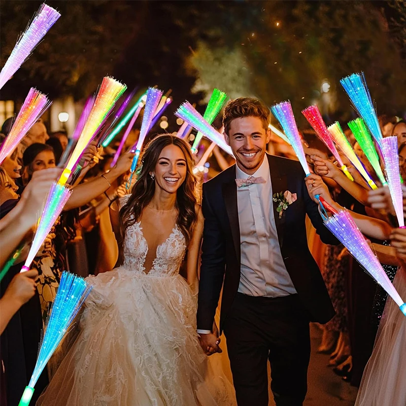 24/48/60/96 Pcs LED Colorful Glow Sticks And Fiber Optic Flashing Wands For Wedding Send-Offs Table Decoration and Dance Parties