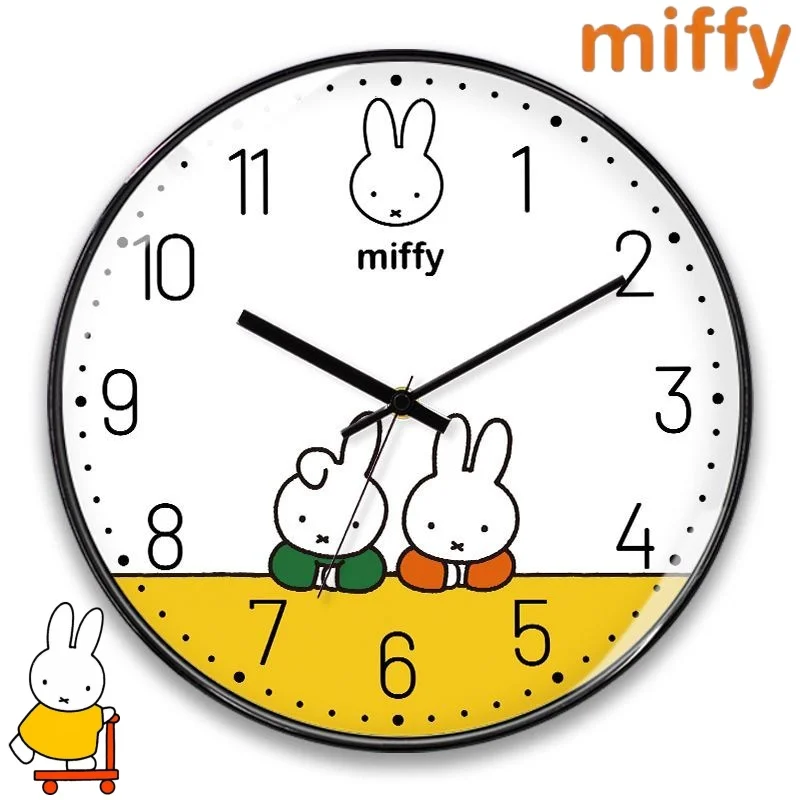 Creative Miffy Rabbit Sweet and Cute Cartoon Pattern Home Living Room Bedroom Simple Fashionable Personalized Silent Wall Clock