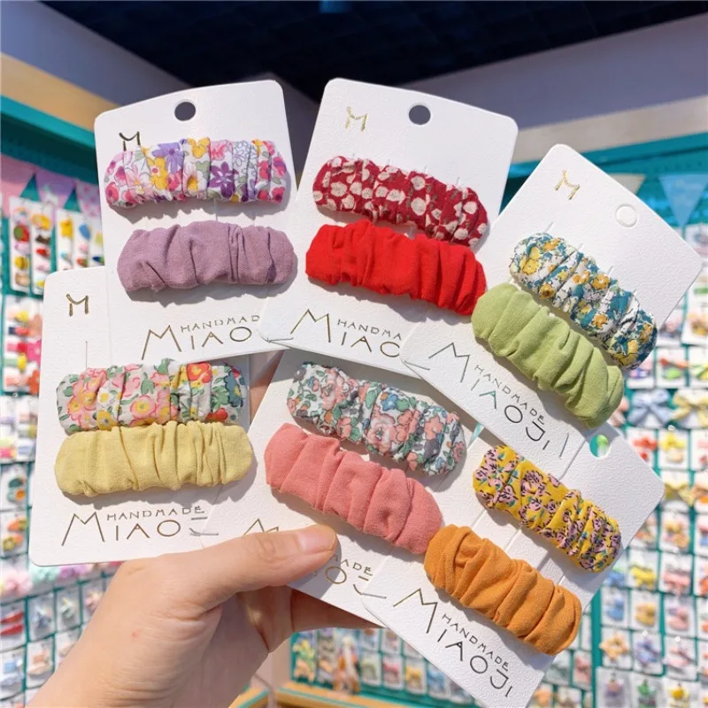 

Delightful Candy Color Puffy Crinkled Fabric Floral Hair Clips for Sweet Girls Charming Side Bangs Barrettes Hair Accessories