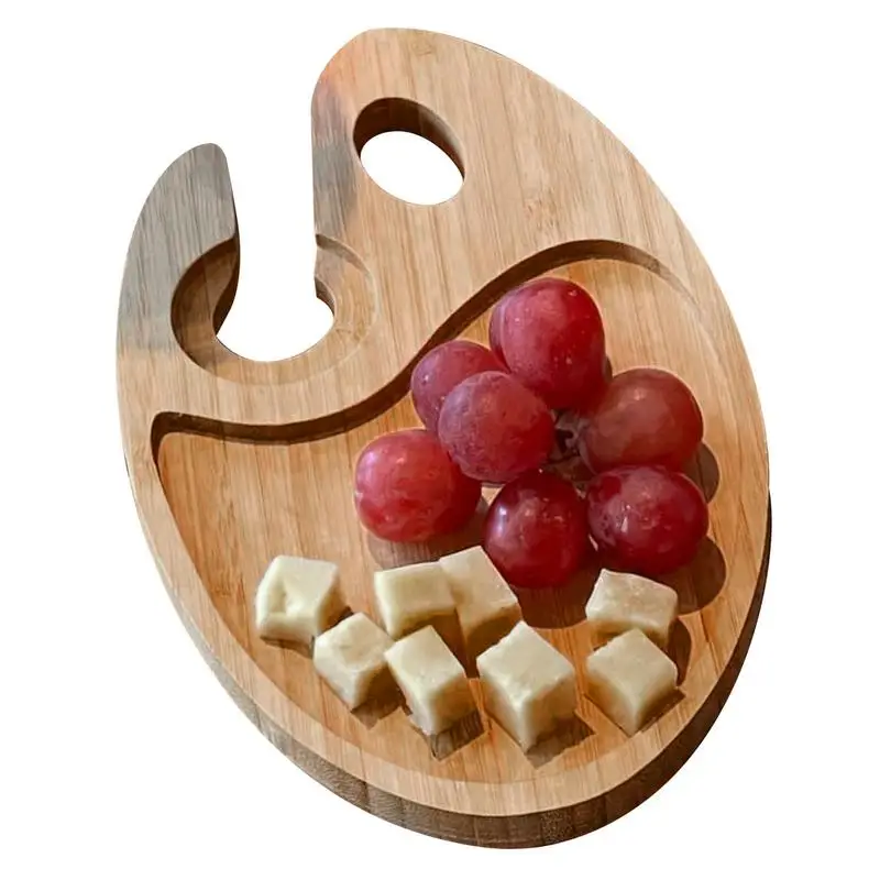 Appetizer Plates Wine Glass Holder Cocktail Charcuterie Plates Wine Glass Topper Wooden Serving Tray Small Cheese Board forParty