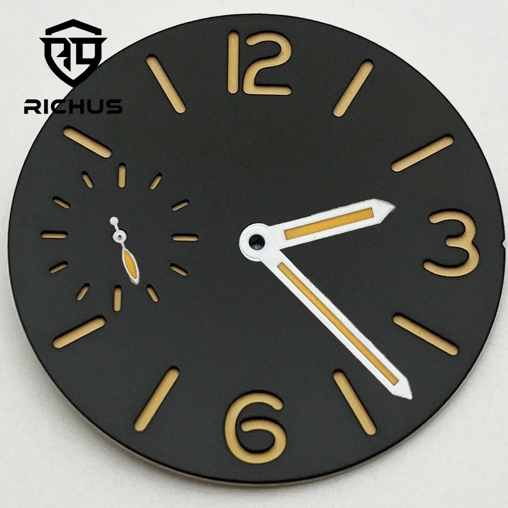 RICHUS 37mm Watch Dial With Watch Hands Green Luminous Dial Fit ETA 6497 ST3600 Movement Watch Accessories