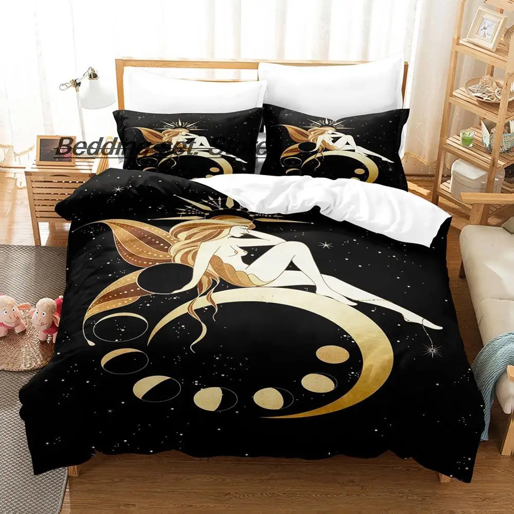 

New Witch Moon Bedding Set Single Twin Full Queen King Size Bed Set Aldult Kid Bedroom Duvetcover Sets Anime Bed Sheet Set