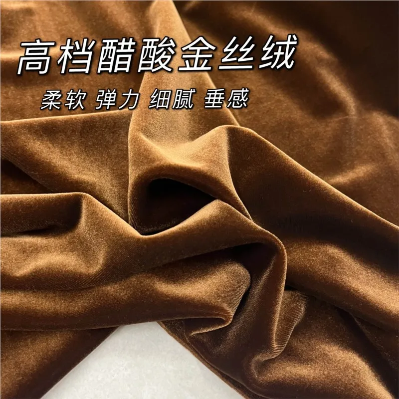 Solid color acetic velvet cloth canary elastic soft suit wide leg cheongsam garment fabric