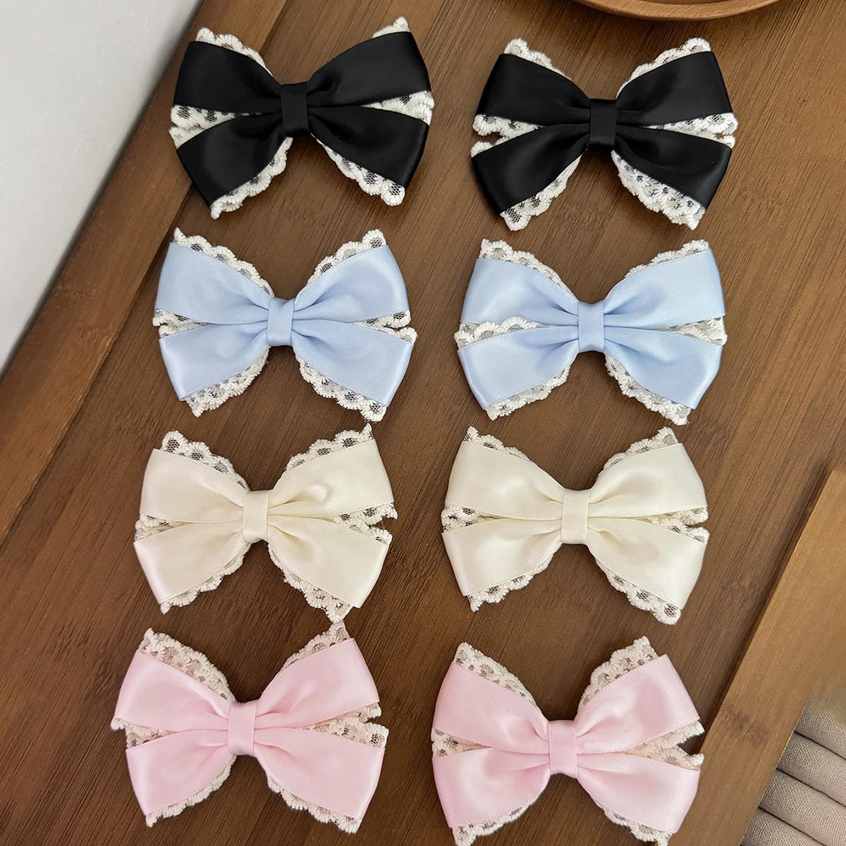 24pc-korean-style-hair-clips-women's-ribbon-bow-hairgrips-with-lace-trim-edge-fashion-hair-accessories-for-girls-headwear-bulk