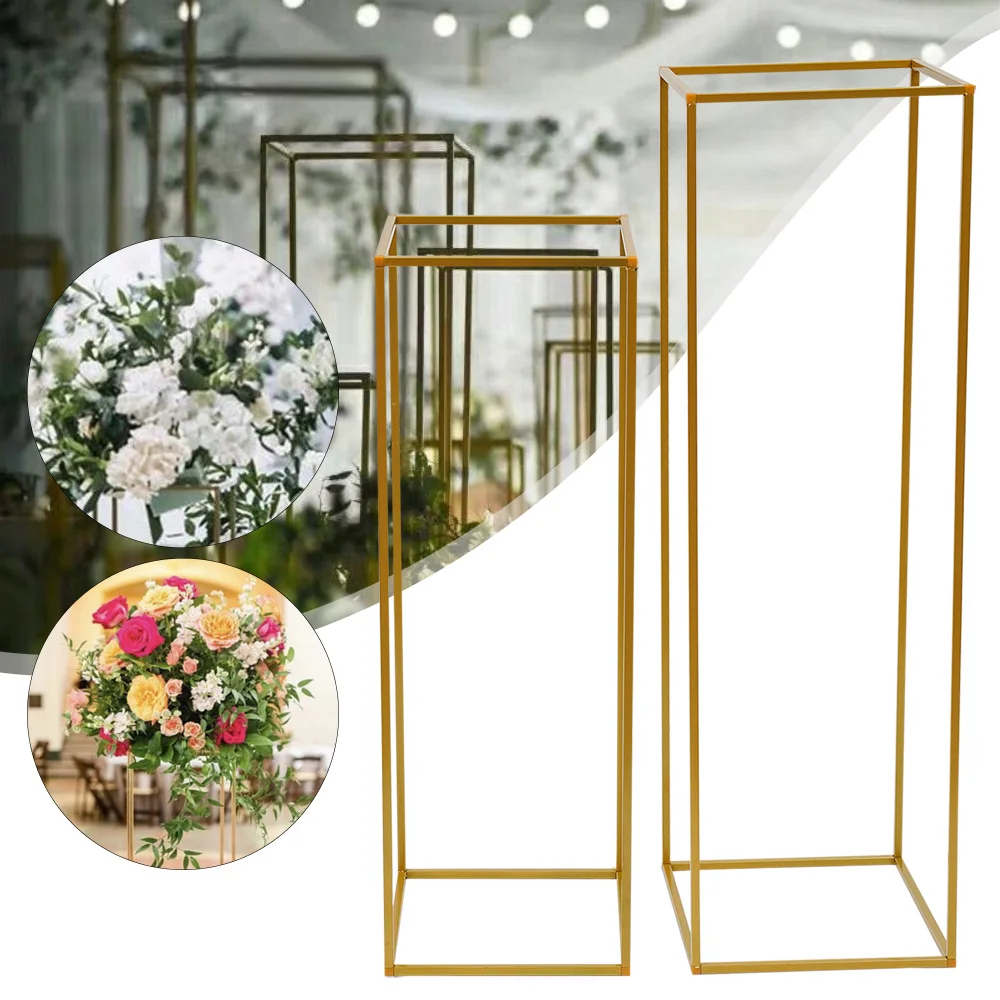 

2Pcs Metal Floral Decor Vase Floor Column Stand Road Lead Wedding Supply