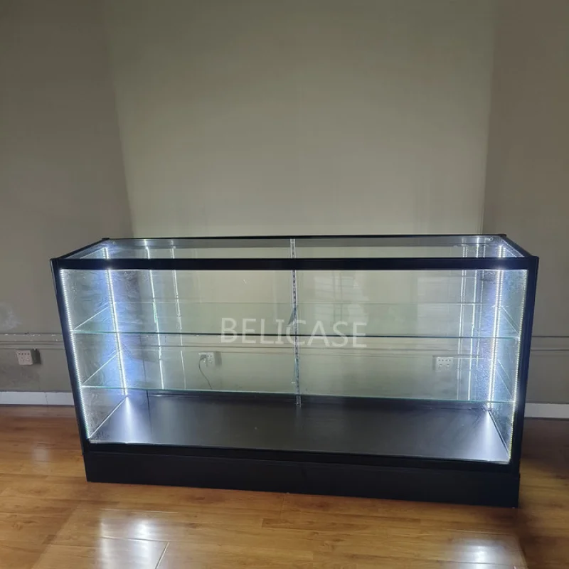 Customized. Custom retail store 6 feet glass display show cheap aluminum frame glass counter display cases Smoke Shop